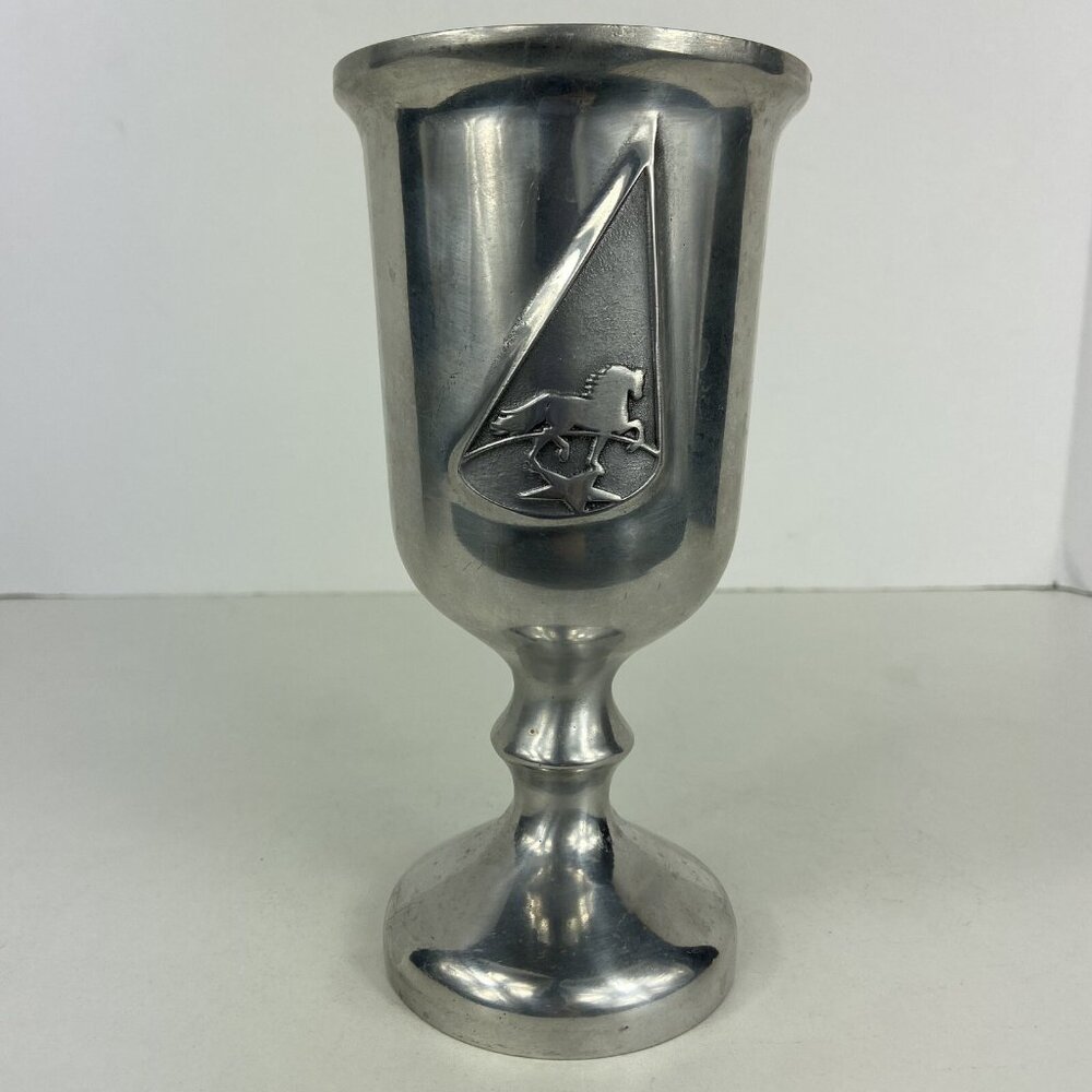 Vtg Pewtarex Pewter 7.25” Goblet Chalice Wine Water Horse Renaissance‎ Pagan D